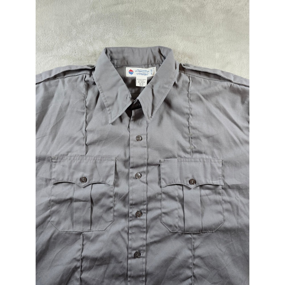 Liberty‎ Uniform Shirt Mens 2XL Gray Long Sleeve Work Utility Button Up